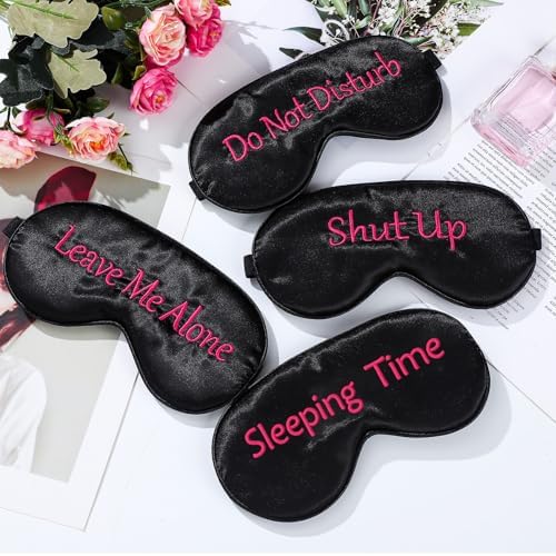 4 Pack Funny Eye Mask for Sleeping Blackout, Black with Red Words - Image 7