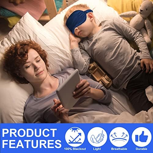 IEKEODI 2 Pack Silk Sleep Masks, Light Blocking Eye Masks, Black&Navy Blue - Image 5