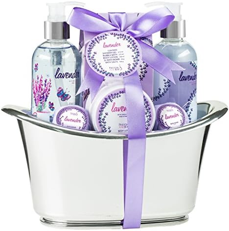 Aromatherapy Essentials Spa Set for Women in Large Silver Tub Bath Set by FreidaandJoe