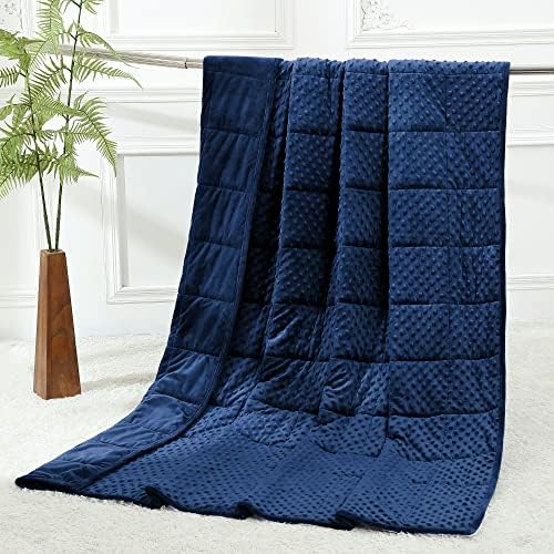 Alomidds Weighted Blanket for Adults, Weighted Blankets Queen Size 60"x80",15lbs, Cooling Breathable Soft and Comfort Minky, Heavy Blanket Microfiber Material with Glass Beads,Navy by Alomidds