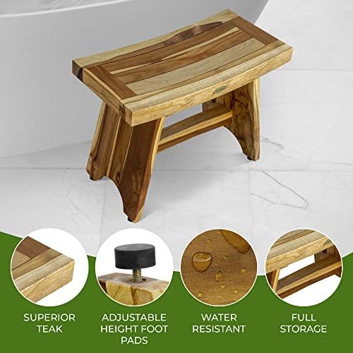 EcoDecors Serenity 24-Inch Teak Shower Stool, Non-Slip, 250 lb - Image 5