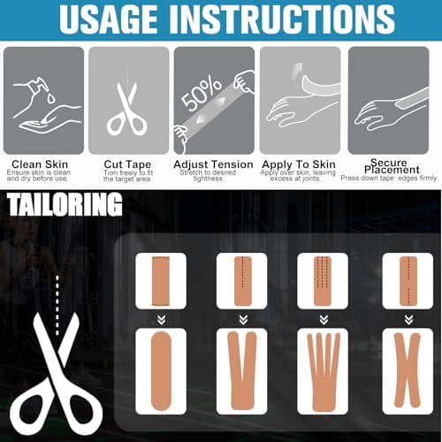 4 Rolls Waterproof Kinesiology Tape - Pro Support Elastic Free-Cut Athletic Tapes for Muscle Strain Relief & Joint Support, Cotton Breathable Sports Tape with Elasticity Suitable for All Body Areas - Image 4