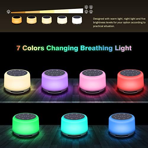 Sleep Sound Machine 24 Natural Soothing Sounds 7 Color Breathing Lights and Night Light with Timer Memory Feature Rechargeable Portable White Noise Machine for Baby Kids Adults - Image 2