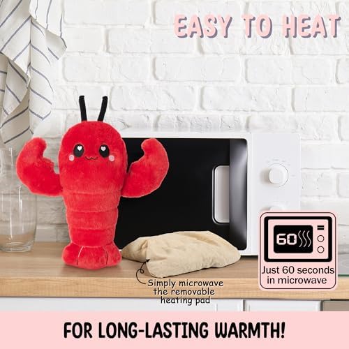 Crustacean Microwavable Unscented Heating Pad for Women - Warm Cozy Plush Heatable Stuffed Toy Animal - Hot and Cold Heat Bag Gift for Women and Girls Red - Image 5