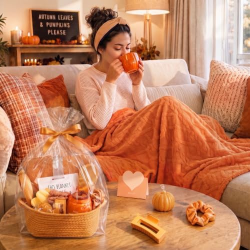 Willinglong 11 Piece Fall Gift Basket for Women, Cozy Orange Gift Set - Image 6
