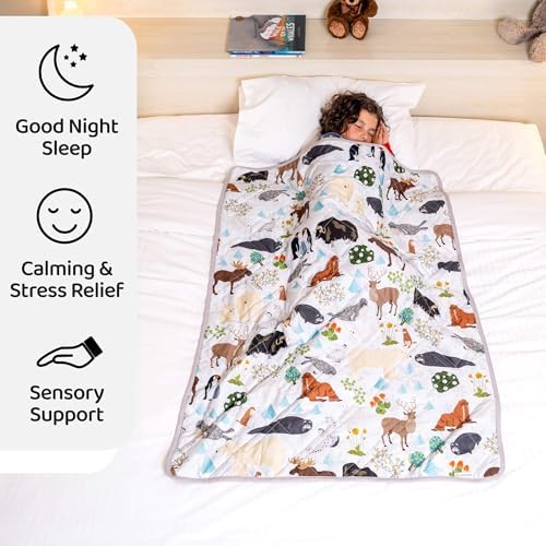 Aricove Kids Weighted Blanket, 5 lb, 36x48 inches, Small Size, Soft Cotton, Machine Washable, Grey/Snow Animals - Image 2