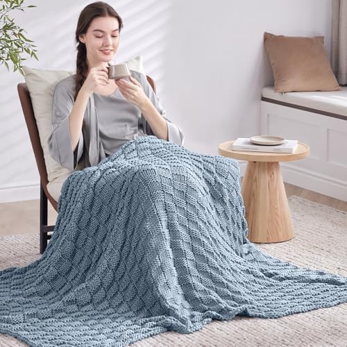 Knitted Weighted Blanket for Adult, No Beads Heavy Blanket 50"x60" 10lbs - Image 6