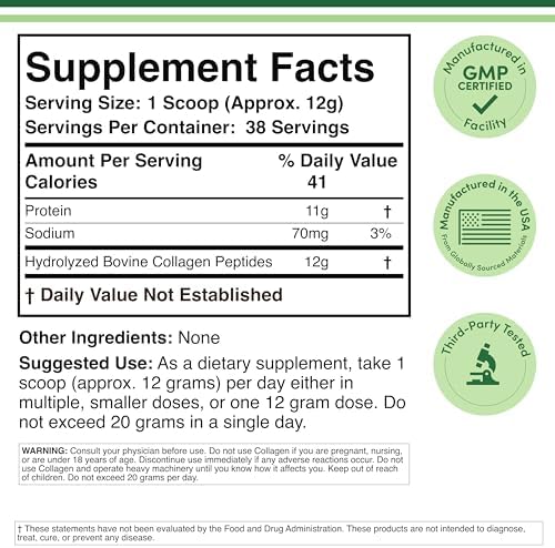 Collagen Peptides Powder, Type I, II + III, Skin, Hair + Joint, 16 oz - Image 2