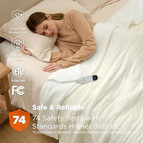 Bedsure Heated Blanket King Size, Dual Control Electric Blanket, Ivory - Image 6