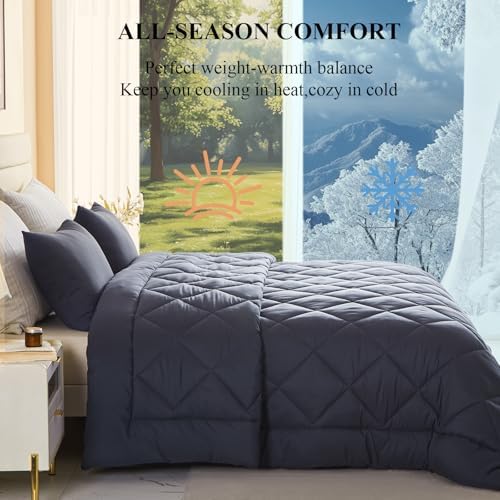 Oversized King Comforter, Super King Comforter Oversized, All Season Soft Quilt Down Alternative Duvet Insert with 8 Corner Tabs(120x98, Grey) - Image 3