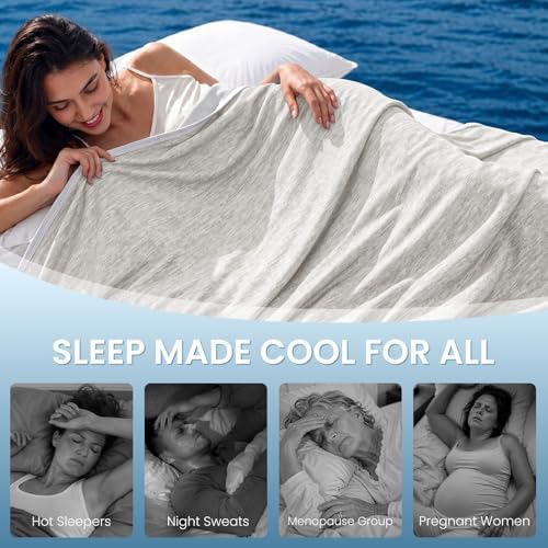 Topcee Cooling Blanket (90"x90"Queen Size) for Night Sweats Absorbs Heat to Keep Adults Cool on Warm Nights, Q-Max 0.5 Cooling Blankets for Hot Sleepers, Ultra-Cool Lightweight Blanket for Bed | Absorbs Heat Cold Summer Blanket for Night Sweats & Menop... - Image 4
