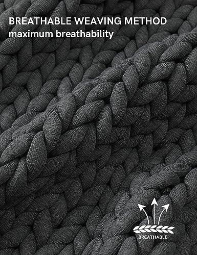YnM Chunky Throw Blanket, Medium-Weight, Hand Knitted, Skin Friendly, Ventilated and Breathable, Machine Washable, Home Décor Piece for Couch, Sofa and Bed (Charcoal Grey, 40x50 Inch) - Image 5