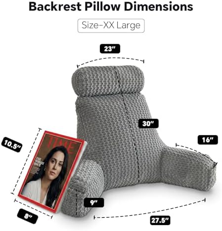 Reading Pillow for Bed with Adjustable Neck Support,XXL Gray Corduroy - Image 5