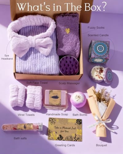 11pcs Natural Pampering Spa Gift Baskets for Women, Lavender - Image 2