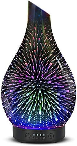 Aromatherapy Essential Oil Diffuser for Home- Art Glass Diffuser for Essential Oils with Waterless Auto Shut-Off 4 Timer 7 Colors LED Night Light for Home Office Decor Gifts for Women by EQUSUPRO