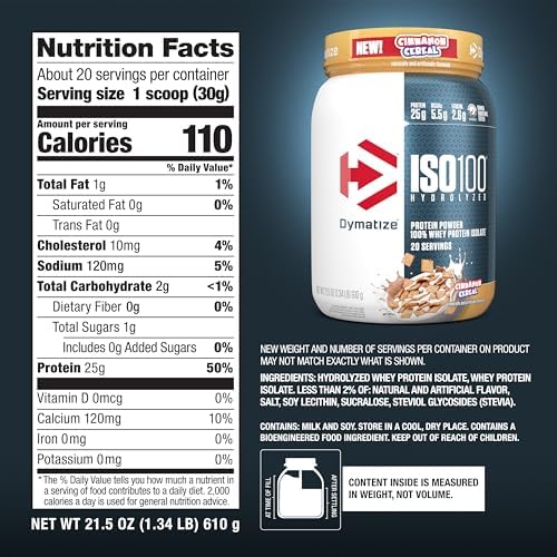 Dymatize ISO100 Protein Powder, 100% Whey Isolate, Cinnamon Cereal - Image 2