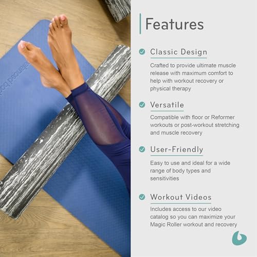 Balanced Body Magic Roller - Muscle Release Tool for Post-Pilates Workout or Physical Therapy, Stretching Tool, Swirlie Gray - Image 4