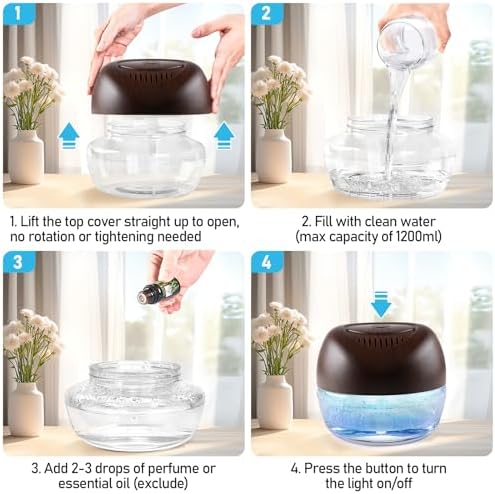 Purifier Air Washer, Air Fresher Aroma Diffuser for Home, Office, Air Purifier with Night Light (Brown) - Image 4