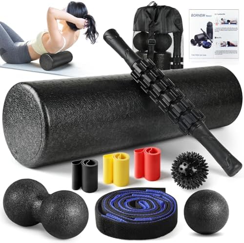 7 in1 Foam Roller Set for Deep Tissue Muscle Massager - Back Roller by BORNEW