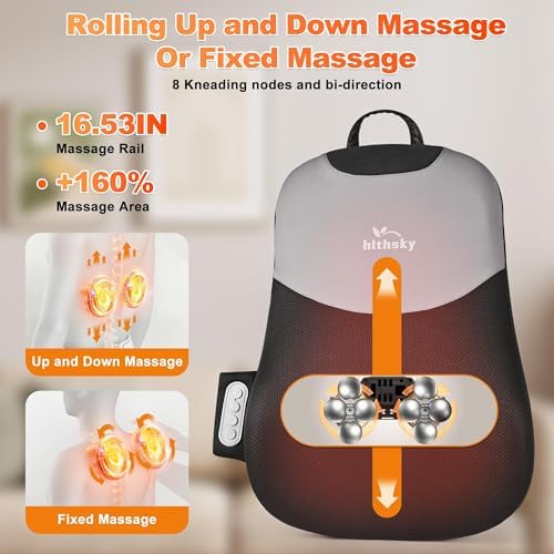 Neck and Back Massager with Heat, Rolling Up and Down Shiatsu Back and Neck Massager with Heat, 4D Kneading and Car Adapter for Home, Office and Car use, Gifts for Men and Women - Image 4