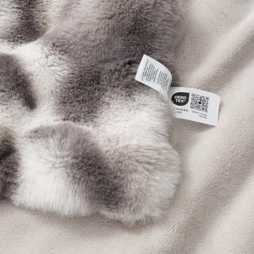 Amélie Home Faux Fur Throw Blanket, Ultra Soft Fuzzy Plush Bubble Blanket for Couch, Bed & Living Room, 60"x80", Tie-dye Grey - Image 6