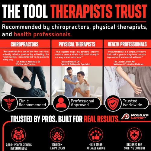 PRIMEKINETIX PostureMedic Dynamic Posture Corrector - Active Resistance Training System for Upper Back Strengthening & Shoulder Alignment - Stretches Chest, Strengthens Back - Doctor Recommended - Size S (Red) - Image 5