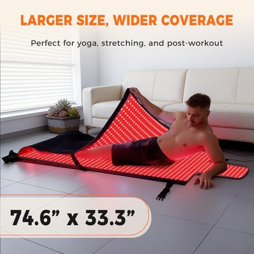 LITDUCK Body Red Light Therapy Mat, Eligible Red Light Therapy Blanket, 2in1 LEDs(660nm& 850nm), Premium Leather, Adjustable Timer & Intensity, 74.6” x 33.3” 2570 LEDs - Image 5