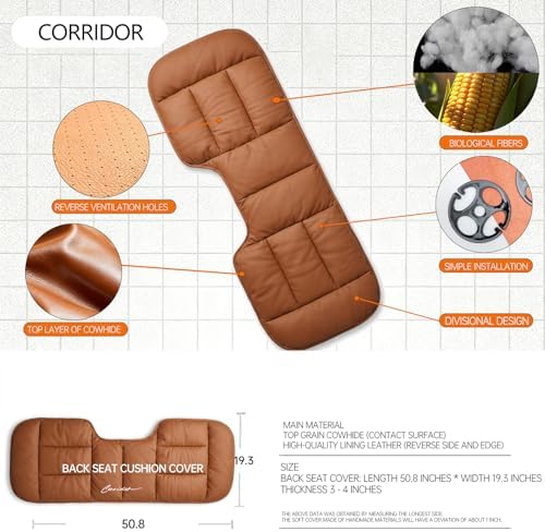 A leather rear seat cushion specially designed for cars - made by hand - can relieve pain in the buttocks, pressure points, and sciatic nerve. | Rear seat cover (Red Flag Brown, Rear Seat Cushion) - Image 4