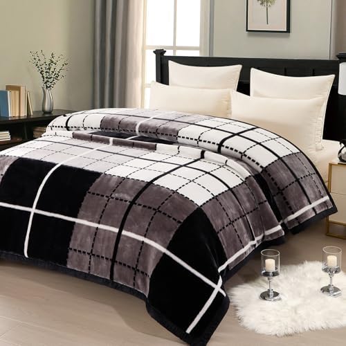 Thick Winter Fleece ​Blanket 79 x 91 inch Korean Mink Blanket for Full/Queen Size Bed,Silky Soft and Warm,2 Ply Reversible Raschel Bed Blanket,Camel,200X230cm 9Lb/4kg. by LGYKUMEG