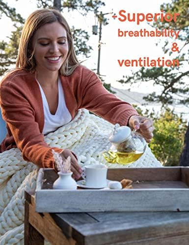 YnM Weighted Blanket, Handmade Chunky Knitted Design, Soft and Cozy, Temperature Regulating and Breathable, Machine Washable Throw for Sleep or Home Decor (Light Blue Tie-Dyed, 60x80 Inch, 20lbs) - Image 5