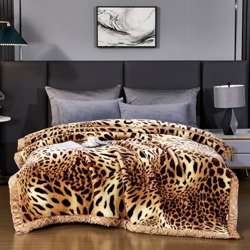 9 lbs Korean Faux Mink Fleece Blanket 79×91 inch,2 ply Soft Warm Plush Flannel Blanket for The Cold Night.Leopard Print. by LGYKUMEG