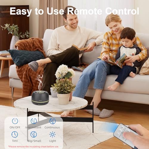 SEEDSEEL 300ML Essential Oil Diffuser,Ultrasonic Aromatherapy Diffuser, 7-Color Gradient Lights, Remote Control, 8 Hours Run Time, Suitable for Home,Office - Image 6