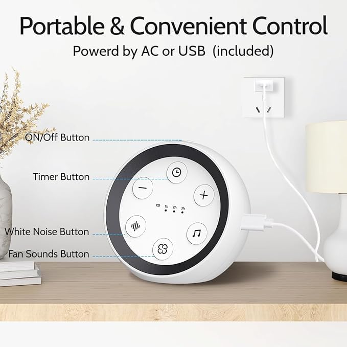 White Noise Machine Sound Machine for Sleeping Pink Brown Noise Machine with 32 Soothing Sounds Sleep Machine for Baby Kid Adults 36 Vol Levels 4 Timer Sound Healing Machine - Image 7