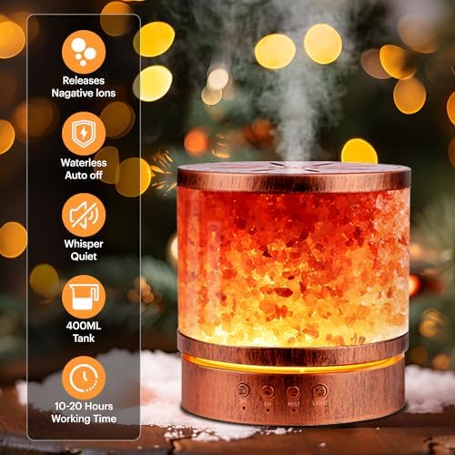 Essential Oil Diffuser Himalayan Salt Lamp Combo 400ml Ultrasonic Cool Mist with 7 Color Changing LED Perfect for Large Rooms Aromatherapy Diffuser Ideal Gift for Moms, Women, and Birthdays - Image 4