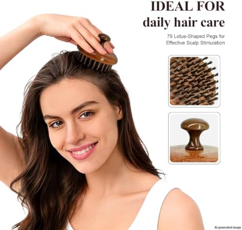 Wooden Scalp Massage Comb, 54-Tooth Scalp Massager Comb for Gentle Head Massage, Hair Oil Distribution and Wet or Dry Scalp Care - Image 2