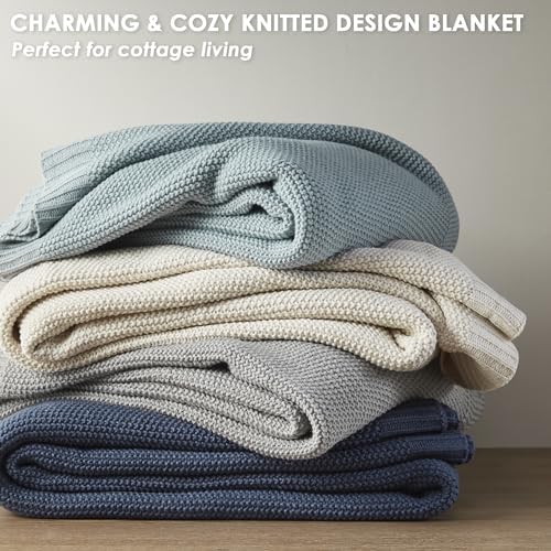 INK+IVY Bree Knit All Season Blanket for Summer, Full/Queen, Light Blue - Image 4