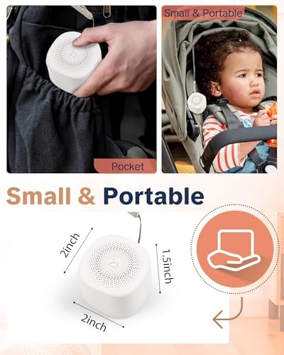 Travel White Noise Sound Machine 20 Sounds, Portable Sound Machine for Adults Sleep, Mini Sleep Aid with Adjustable Volume, 3 Timers, Colorful Night Light, Rechargeable for Baby, Home, Registry Gift - Image 2