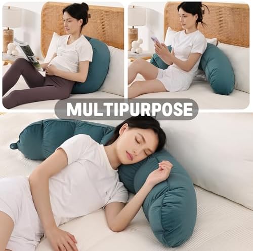 Peallow(Pat. Pend) – Long Round Body Pillow for Adults, Bolster Pillow for Sleeping, Soft and Supportive Pillow for Sleeping & Lumbar Support (Slate Blue,47") - Image 6