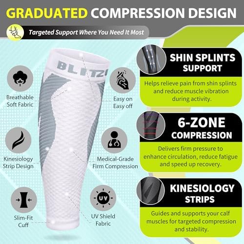 BLITZU Calf Compression Sleeves, Footless Compression Socks for Men & Women - Image 3