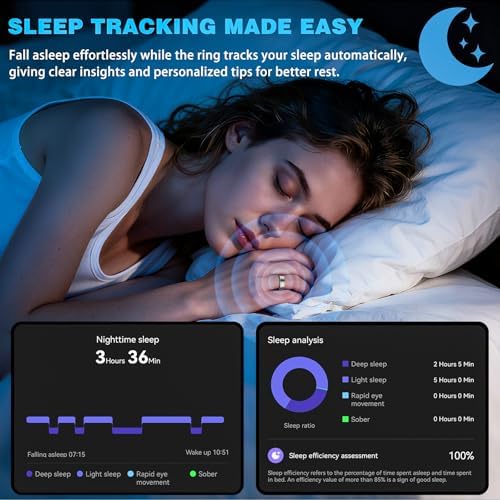 Smart Ring Women Men, Fitness Tracker, No Subscription, Sleep, Silver 10 - Image 4