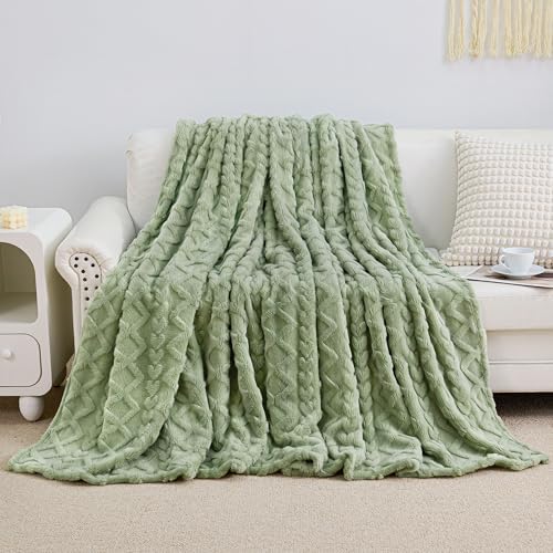 Aganear Fleece Throw Blanket for Couch Sofa 60"x80" Sage Green by Aganear