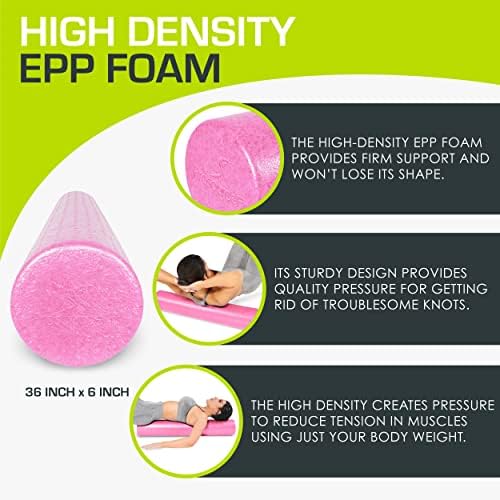 ProsourceFit High Density Foam Rollers 36 - inches long,Firm Full Body Athletic Massage Tool for Back Stretching, Yoga, Pilates, Post Workout Muscle Recuperation, Pink - Image 3
