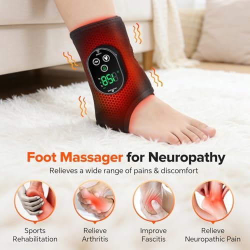 2PCS Cordless Neuropathy Foot Massager, Ankle Massager for Pain Relief, Ankle Heating Pad Plantar Fasciitis Relief, Black - Image 3