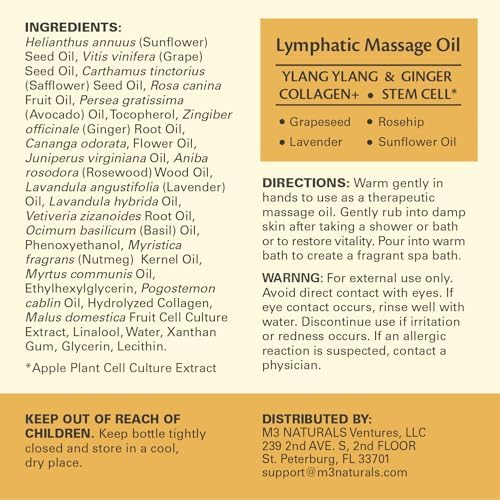 Lymphatic Drainage Oil for Massage Therapy with Ylang Ylang, 8 fl oz by M3 - Image 4