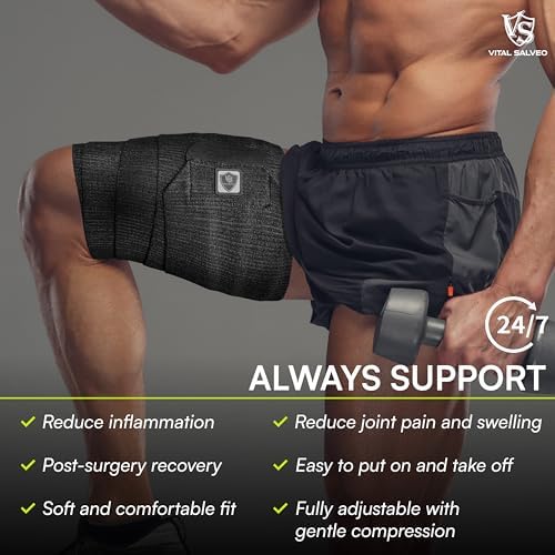 Vital Salveo Elastic Breathable Thigh Wrap,Adjustable Compression for Alleviating Stiffness and Fatigue Targeted Muscle Support for Sports, Gym & Daily Recovery (1 PC)/5.5"* 70" - Image 7