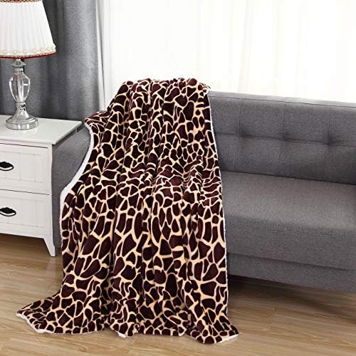 Elegant Comfort Luxury Ultra-Plush Velvet Touch Fleece Throw Soft, Warm, Cozy| Micromink Sherpa-Backing Reversible Blanket for Bed, Sofa and Couch, (50 x 60), Giraffe - Image 5