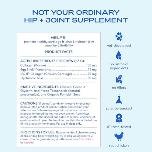 Native Pet Mobility Care - Hip & Joint Supplement for Dogs - UC-II Collagen, Egg Shell Membrane & Hyaluronic Acid - Dog Joint Supplement Chews Supports Cartilage, Mobility & Flexibility - 120 Chews - Image 4