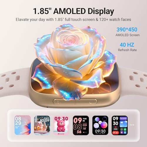 Smart Watches for Women Android iPhone, [1.85" AMOLED Screen] Smartwatch Fitness Tracker 3ATM Waterproof with Bluetooth Calls, AI Control, Heart Rate/SpO2/Sleep Monitor, 7 Days Battery - Image 2