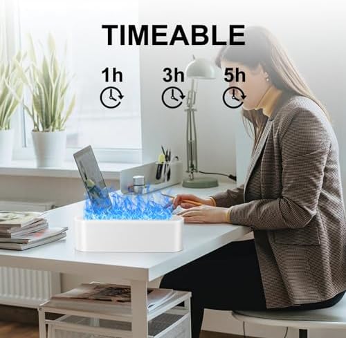 Flame Essential Oil Diffuser, 250ml Aromatherapy Humidifier with Sound-Reactive 7-Color LED Flame, Ultra-Quiet Cool Mist Maker, Remote, Timer, Auto-Off for Home, Bedroom, Office (White) - Image 4
