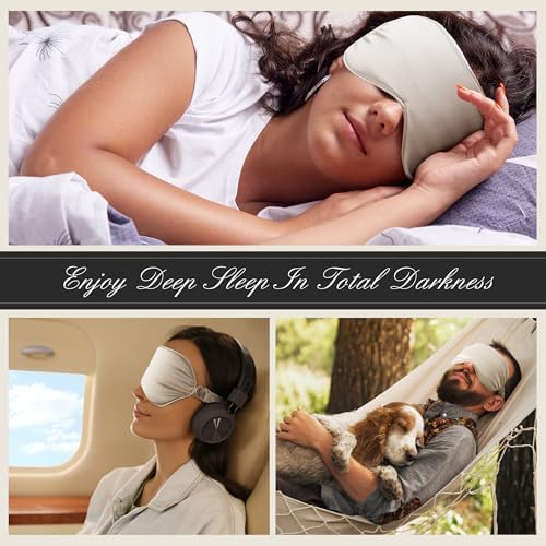 BOKOR Adjustable Silk Sleep Eye Mask for Women and Men, Luxury Mulberry Silk Eye Cover, Light-Blocking Improve Sleep Quality,with Travel Bag - Champagne - Image 7